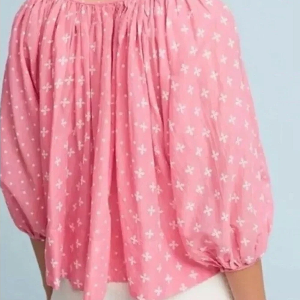 Pink Patterned Women's Boho Blouse - Picture 6 of 6